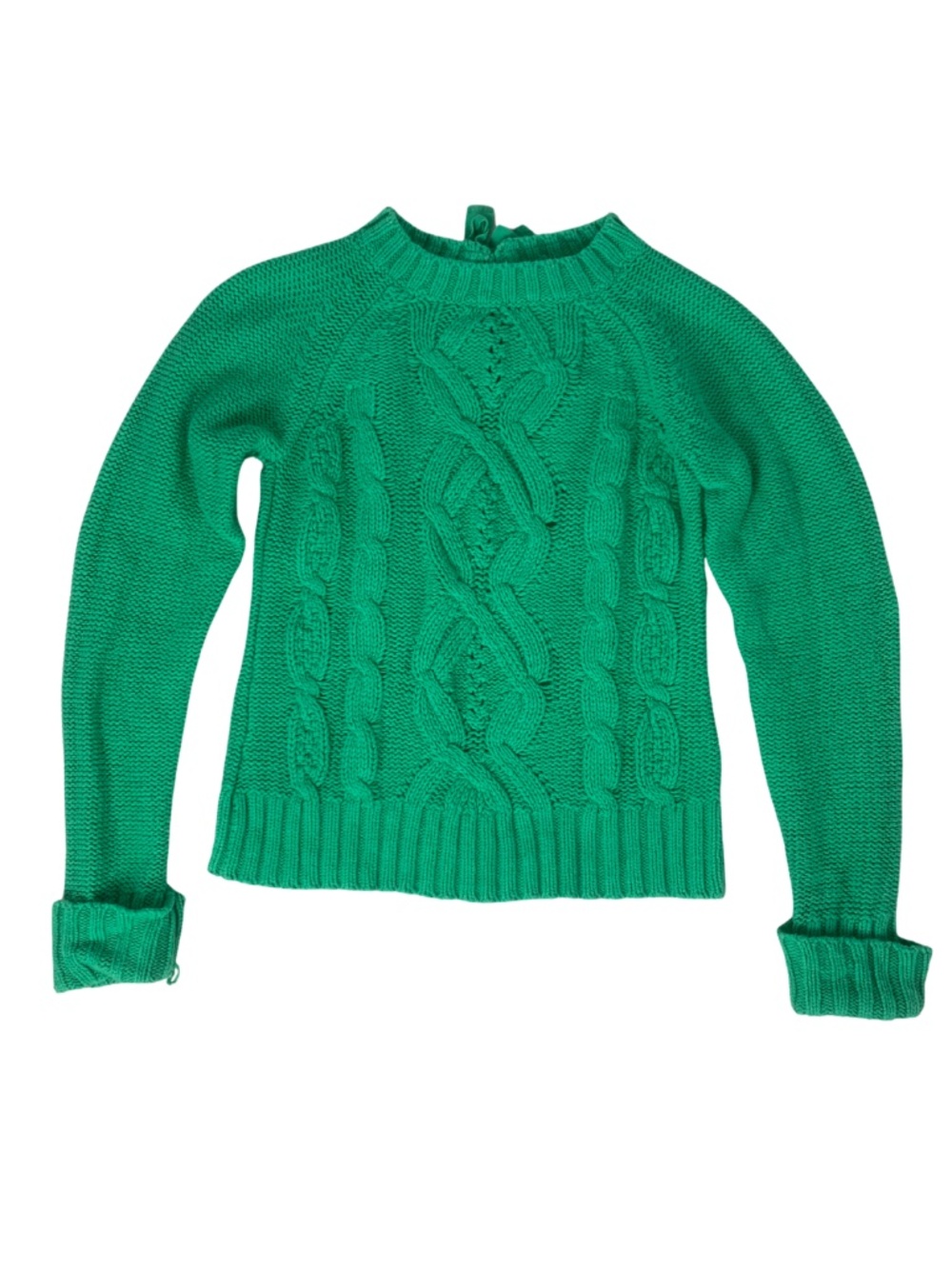 Arizona Jean Company Emerald Green Cable Knit Crew Sweater Girl's 8 Fall Casual